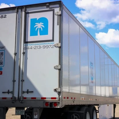 Rear doors and side of a Newport dry van trailer